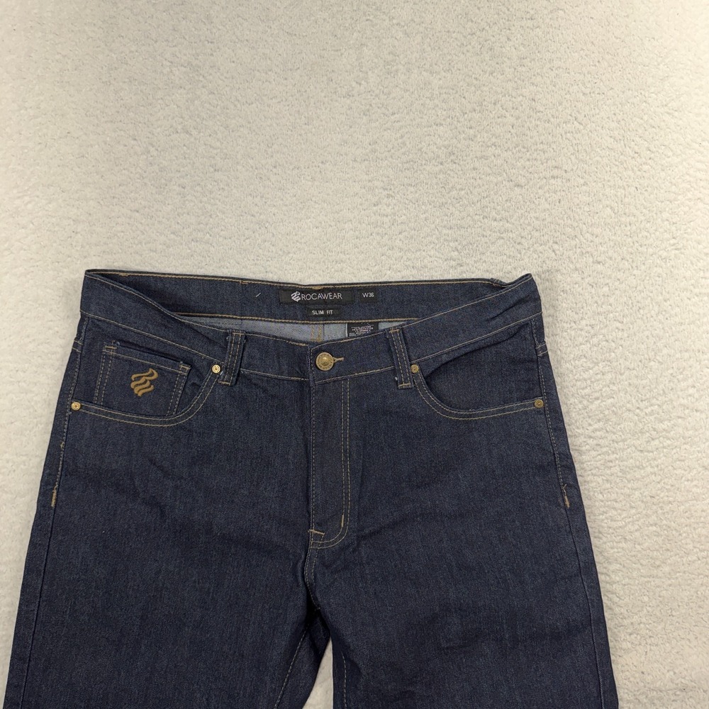 Vtg Rocawear Jeans Men 36 Blue Slim Fit Hip Hop Rap Denim Streetwear Y2K NWOT - Picture 9 of 12